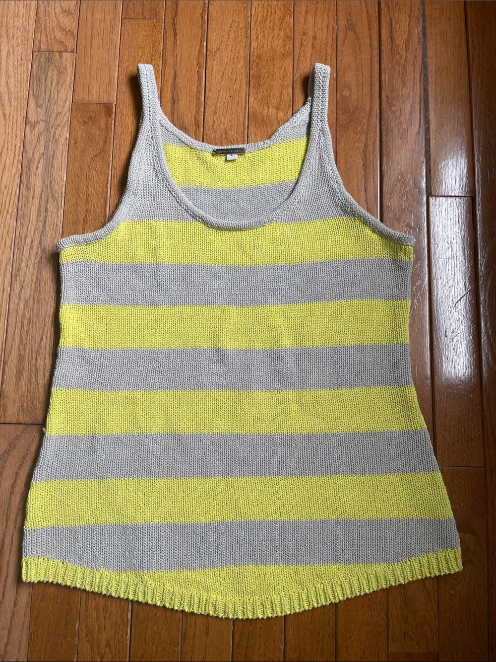 Loeffler Randall Yellow & Gray Striped Knit Tank